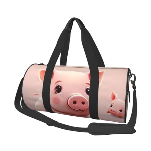 Reisetasche mit niedlichem Schwein, für Damen und Herren, Sporttasche, große Reisetasche, Wochenendtasche, Übernachtungstasche mit Schultergurt, Schwarz, Einheitsgröße, Schwarz , Einheitsgröße von LZQPOEAS