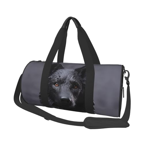 Schwarze Reisetasche für Damen und Herren, Motiv: Deutscher Schäferhund, große Reisetasche, Wochenendtasche, Übernachtungstasche mit Schultergurt, Schwarz, Einheitsgröße, Schwarz , Einheitsgröße von LZQPOEAS