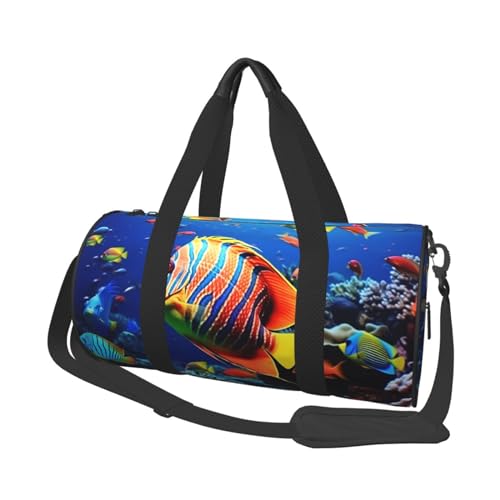 Sea Fishes Reisetasche für Damen und Herren, Turnbeutel, große Reisetasche, Wochenendtasche, Übernachtungstasche mit Schultergurt, Schwarz, Einheitsgröße, Schwarz , Einheitsgröße von LZQPOEAS