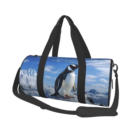 Snow Mountain Pinguin Reisetasche für Damen und Herren, Turnbeutel, große Reisetasche, Wochenendtasche, Übernachtungstasche mit Schultergurt, Schwarz, Einheitsgröße, Schwarz , Einheitsgröße von LZQPOEAS