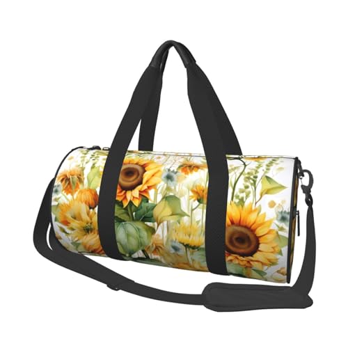 Sonnenblume und Mais Reisetasche für Damen und Herren, Turnbeutel, große Reisetasche, Wochenendtasche, Übernachtungstasche mit Schultergurt, Schwarz, Einheitsgröße, Schwarz , Einheitsgröße von LZQPOEAS