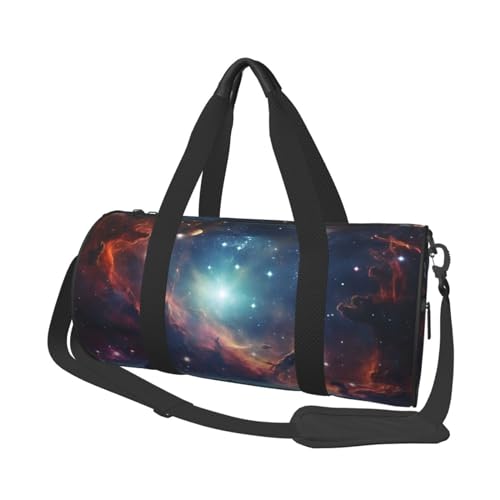 Space with Cluster Reisetasche für Damen Herren Turnbeutel Große Duffle Bag Weekender Übernachtungstasche mit Schultergurt, Schwarz, Einheitsgröße, Schwarz , Einheitsgröße von LZQPOEAS