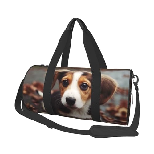 Süße Hundetasche für Damen und Herren, Sporttasche, große Reisetasche, Wochenendtasche, Übernachtungstasche mit Schultergurt, Schwarz, Einheitsgröße, Schwarz , Einheitsgröße von LZQPOEAS