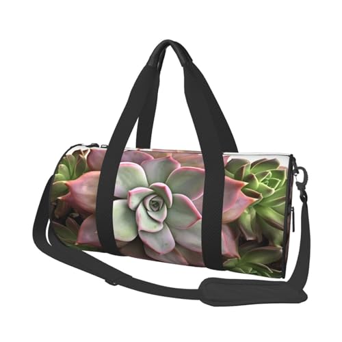 Sukkulente botanische Reisetasche für Damen und Herren, Turnbeutel, große Reisetasche, Wochenendtasche, Übernachtungstasche mit Schultergurt, Schwarz, Einheitsgröße, Schwarz , Einheitsgröße von LZQPOEAS