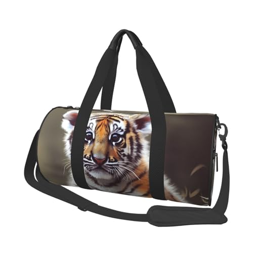 Tiger Reisetasche für Damen und Herren, Turnbeutel, große Reisetasche, Wochenendtasche, Übernachtungstasche mit Schultergurt, Schwarz, Einheitsgröße, Schwarz , Einheitsgröße von LZQPOEAS