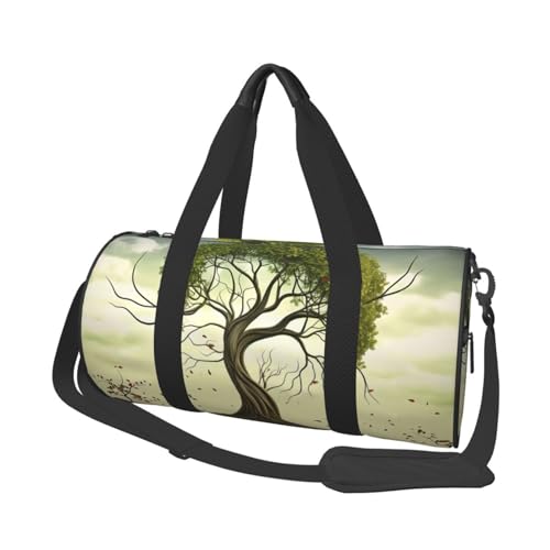 Trees Reisetasche für Damen und Herren, Turnbeutel, große Reisetasche, Wochenendtasche, Übernachtungstasche mit Schultergurt, Schwarz, Einheitsgröße, Schwarz , Einheitsgröße von LZQPOEAS