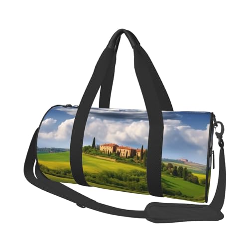 Tuscany Spring Reisetasche für Damen Herren Turnbeutel Große Duffle Bag Weekender Übernachtungstasche mit Schultergurt, Schwarz, Einheitsgröße, Schwarz , Einheitsgröße von LZQPOEAS