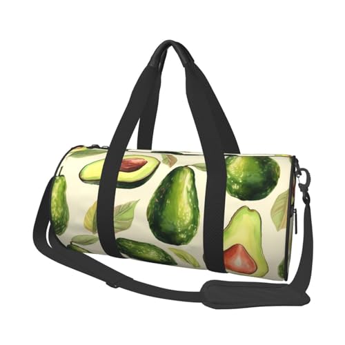 Viele Avocado-Bilder Reisetasche für Damen und Herren, Turnbeutel, große Reisetasche, Weekender, Übernachtungstasche mit Schultergurt, Schwarz, Einheitsgröße, Schwarz , Einheitsgröße von LZQPOEAS