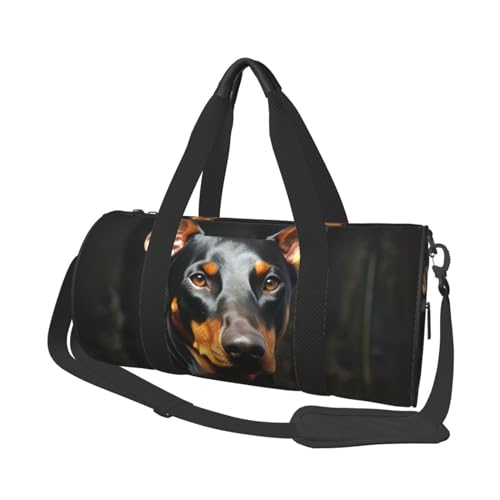 doberman Reisetasche für Damen und Herren, Turnbeutel, große Reisetasche, Wochenendtasche, Übernachtungstasche mit Schultergurt, Schwarz, Einheitsgröße, Schwarz , Einheitsgröße von LZQPOEAS