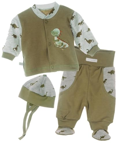 Langarmshirt & Hose Baby Anzug 3Tlg Hose Mütze Hemdchen 44 50 56 62 68 74 (grau, 50-56) von La Bortini
