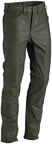 La Chasse Strapazier-Lederhose aus Büffelleder für Damen und Herren Trachtenhose Büffellederhose Jagdlederhose (29, Grün (Oliv)) von La Chasse