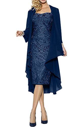 La_Marie Braut Damen Brautmutterkleider Abendkleider Festlichkleider Chiffon Langarm Bolero Promkleider Kurz -48 Tinte Blau La_Marie Braut Damen Brautmutterkleider Abendkleider Festlichkleider Chiffon Langarm Bolero Promkleider Kurz -48 Tinte Blau von La_Marie Braut