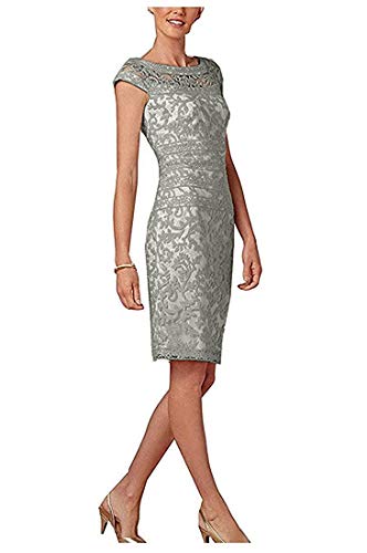 La_Marie Braut Knielang Kurz Elegant Abendkleider Brautmutterkleider Etuikleider Damen Festliche Kleider mit Spitze-42 Hell Grau La_Marie Braut Knielang Kurz Elegant Abendkleider Brautmutterkleider Etuikleider Damen Festliche Kleider mit Spitze-42 Hell Grau von La_Marie Braut