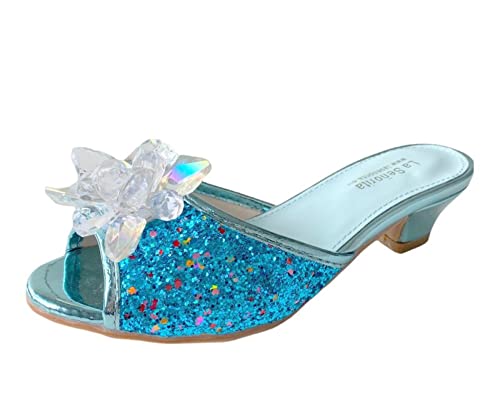 La Señorita Prinzessinnen Slippers Elsa Schuhe Blau Glitzer mit große Schneeflocke (numeric_29) von La Senorita