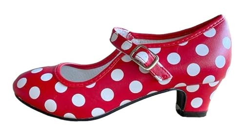 La Senorita Spanische Flamenco Tanz Schuhe - Rot weiß - Größe 24 bis 35 für Mädchen von La Senorita