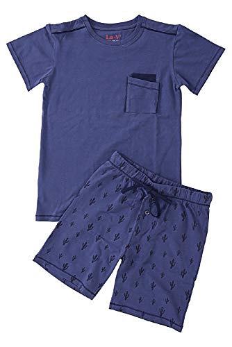 La-V Jungen Schlafanzug Jeans Blau Kaktus kurz/Größe 170/176 von La-V