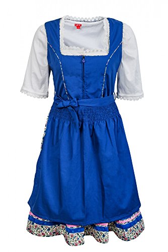 La-V Mädchen Dirndl 3tlg geblümt blau/Größe XS von La-V