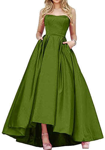 La_mia Braut Elegant Olive Gruen Lang Hi-lo Abendkleider Brautjungfernkleider Partykleider Promkleider A-Linie Rock -38 Olive Gruen von La_mia Braut