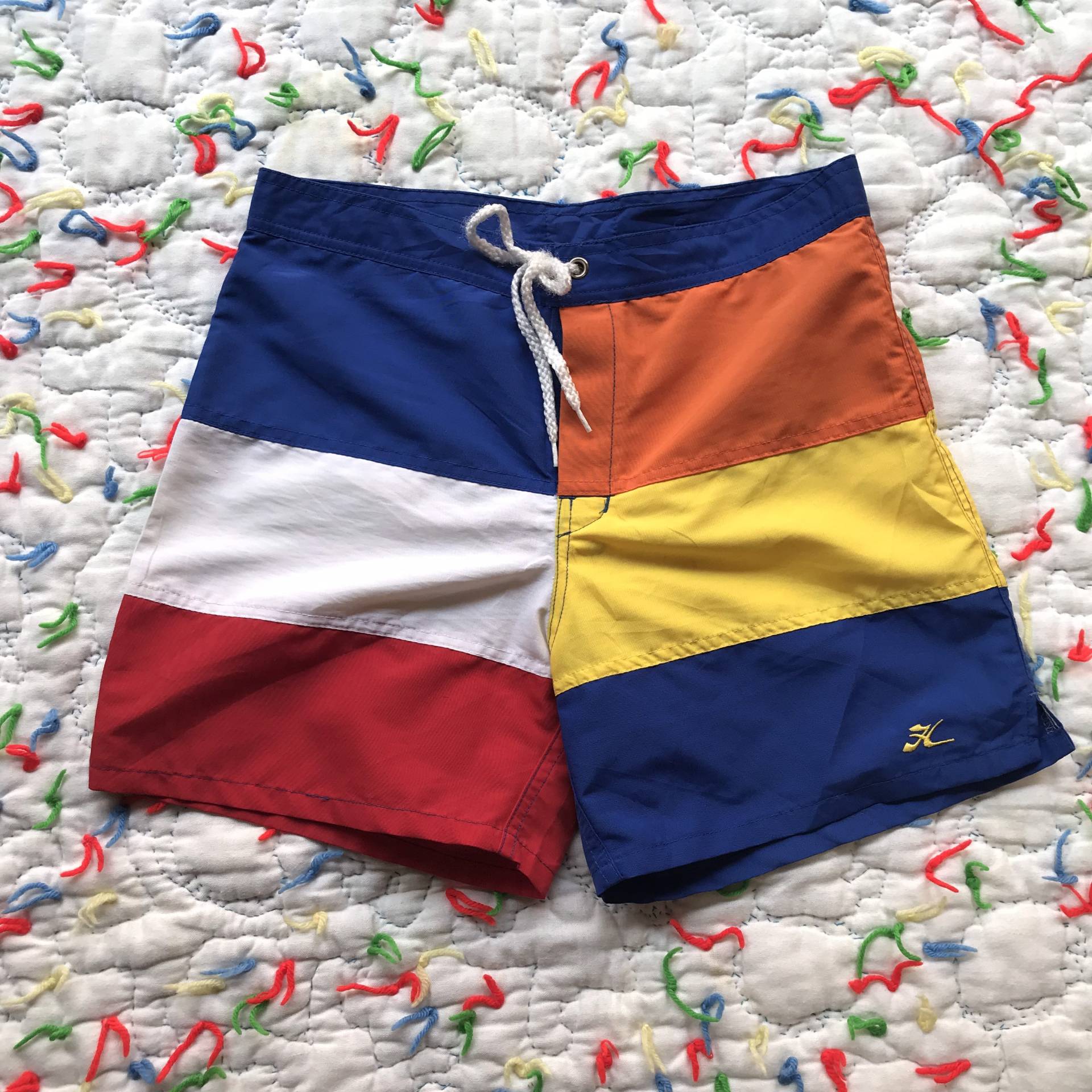 Hobie Herren Color Block Board Shorts Badehose Größe 30 von LaBombaVintage