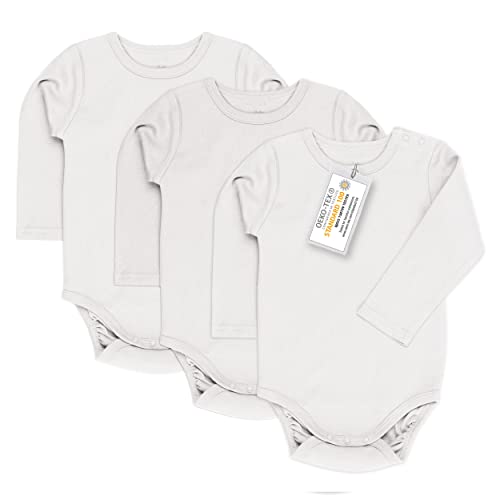 LaLoona Baby Body Langarm 3er Pack - Langarmbody Set aus Baumwolle, Bodies mit Knöpfen für Jungen und Mädchen, OEKO-TEX® Standard 100 geprüft - Weiß - 86-92 von LaLoona baby bedding