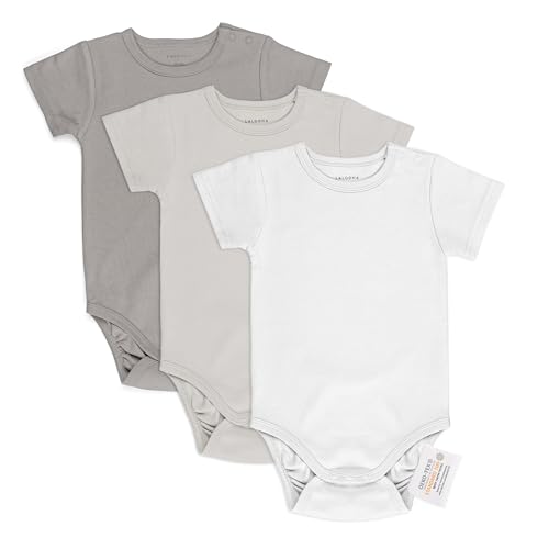 LaLoona Body Kurzarm 3er Pack - Set Baby Kurzarmbodys aus Baumwolle, OEKO-TEX® Standard 100 geprüft - Natur- 98 von LaLoona baby bedding