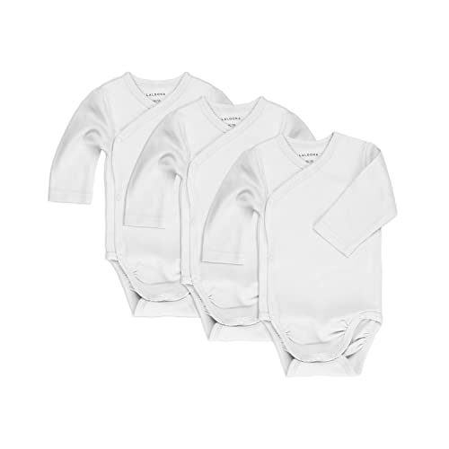 LaLoona Wickelbody Langarm 3er Pack - Baby Body Set aus Baumwolle, Langarmbody mit Knöpfen, ÖkoTex Standard 100 geprüft - 50-56 - Weiß von LaLoona baby bedding