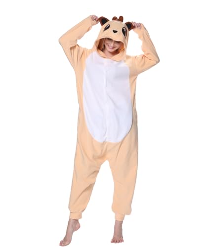 Laahoem Tier Meerkat Pyjama Unisex Erwachsene Kapuze Männer Frauen Overall Kostüm Cosplay Nachtwäsche Yellow L von Laahoem