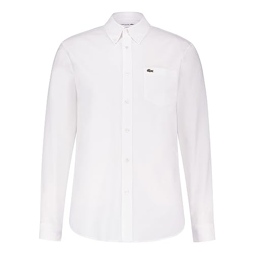 Lacoste Herren Businesshemd Langarm CH1911, Männer Hemd,einfarbig,Regular Fit,Weiß,37 von Lacoste