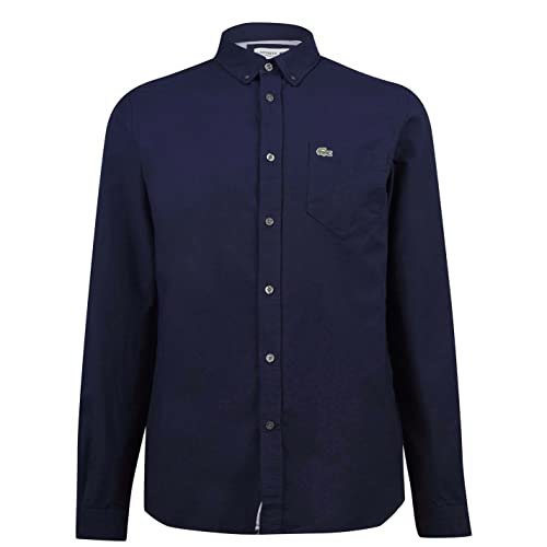 Lacoste Herren Freizeithemd Langarm CH0204, Männer Hemd,Button-down,einfarbig,Regular Fit,Blau,42 von Lacoste