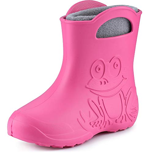 Ladeheid Eva Kinder Jungen Mädchen Gummistiefel Regenschuhe gefüttert LA-CA-03 (Rosa/Grau, 28/29 EU) von Ladeheid