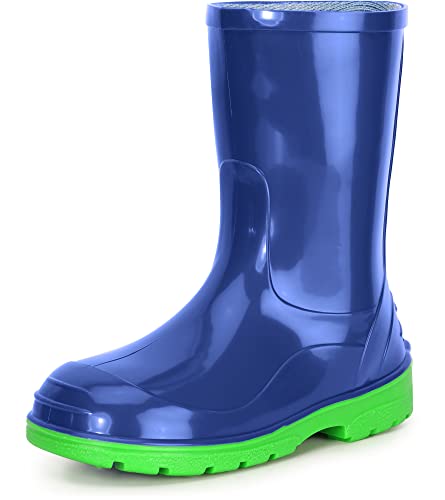 Ladeheid Gummistiefel Kinder Hohe wasserdichte Regenstiefel für Jungen und Mädchen LA-939 (Blau/Grün, 24 EU) von Ladeheid