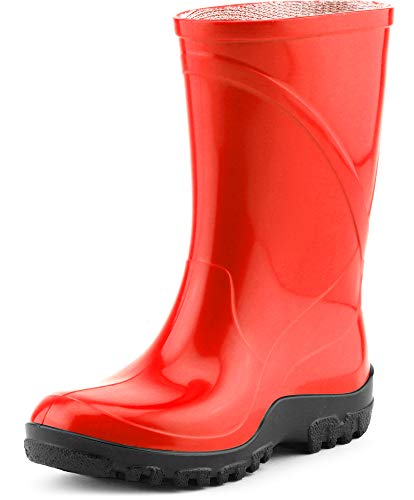 Ladeheid Kinder Mädchen Jungen PVC Gummistiefel Regenstiefel KL002BW (Rot Schwarz, 23/24 EU) von Ladeheid