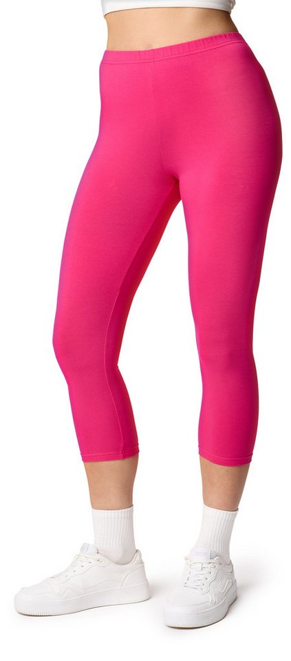 Ladeheid Leggings Damen 3/4 Capri Hose aus Baumwolle LA40-132 (1-tlg) elastischer Bund von Ladeheid