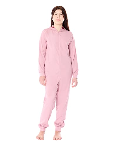 Ladeheid Mädchen Teenager Schlafoverall aus Baumwolle Tierkostüm Jumpsuit bunt Tiermotiv Verkleidung mit Kapuze LA40-233 (Rosa Schweinchen, 164) von Ladeheid