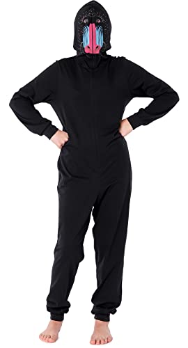 Ladeheid Mädchen Teenager Schlafoverall aus Baumwolle Tierkostüm Jumpsuit bunt Tiermotiv Verkleidung mit Kapuze LA40-233 (Schwarz Pavian, 158) von Ladeheid