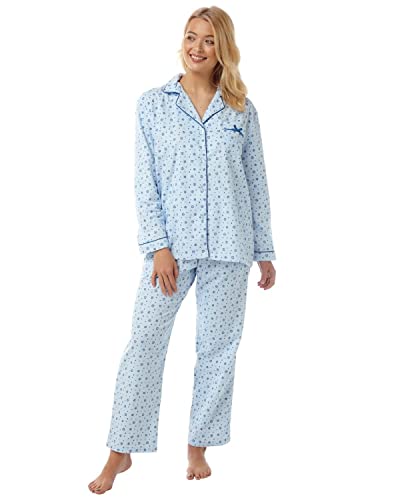 Lady Olga Damen Gebürstete Baumwolle Pyjama Nachtwäsche - Blau, 44-46 von Lady Olga