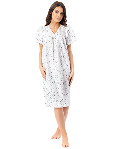 Lady Olga Ladies Incontinence Open Back Poly Cotton Floral Nightdresses by Blue 20-22 von Lady Olga