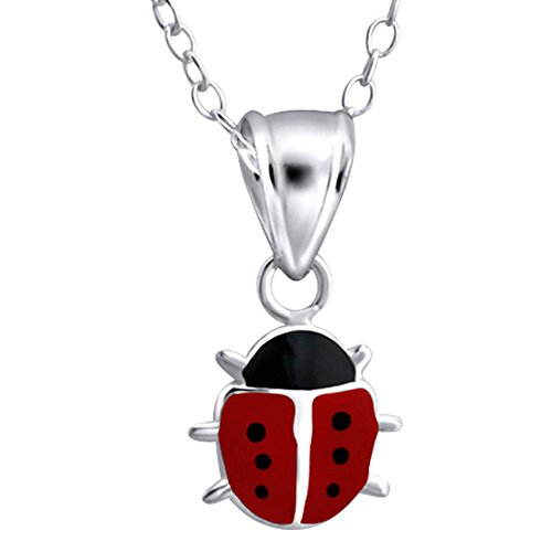 Laimons Kids Kinder-Halskette Kinderschmuck Marienkäfer Schwarz, Rot Sterling Silber 925 von Laimons