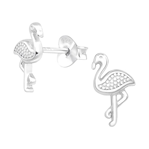 Laimons Kinder Mädchen-Ohrstecker Flamingo Vogel Tier 5 mm x 10 mm Glanz Matt aus Sterling Silber 925 von Laimons