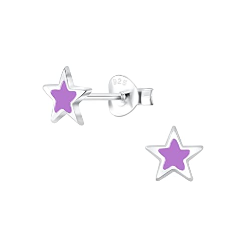 Laimons Kinder Mädchen-Ohrstecker Stern Sternchen 6mm Glanz Lila Sterling Silber 925 von Laimons