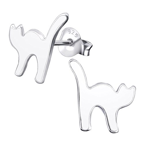 Laimons Mädchen Kids Kinder-Ohrstecker Ohrringe Kinderschmuck Katze Mieze Kitten weiß aus Sterling Silber 925 von Laimons