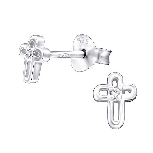 Laimons Mädchen Kids Kinder-Ohrstecker Kinderschmuck Kreuz glanz Zirkonia Sterling Silber 925 von Laimons