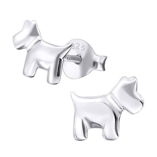 Laimons Mädchen Kids Kinder-Ohrstecker Ohrringe Kinderschmuck Hund Hündchen Jagdhund Terrier in glanz aus Sterling Silber 925 von Laimons