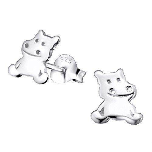 Laimons Mädchen Kids Kinder-Ohrstecker Ohrringe Kinderschmuck Nilpferd Flusspferd Hippo Tier glanz aus Sterling Silber 925 von Laimons