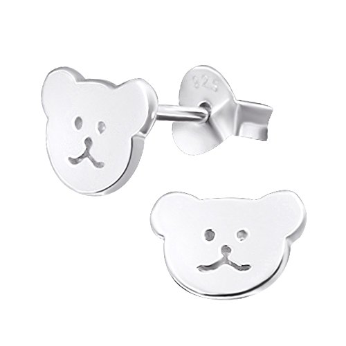 Laimons Mädchen Kids Kinder-Ohrstecker Ohrringe Kinderschmuck Teddybär Bär Bärchen Kopf glanz aus Sterling Silber 925 von Laimons