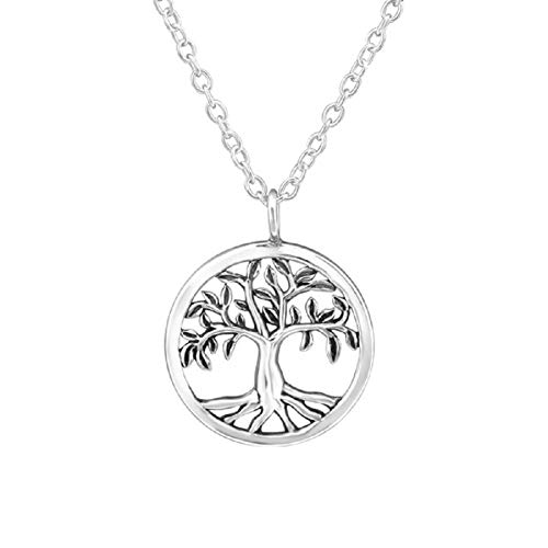 Laimons Mädchen Kinder-Halskette Anhänger Baum des Lebens Lebensbaum oxidiert 13mm mit Kette 45cm Stärke 1mm Sterling Silber 925 von Laimons