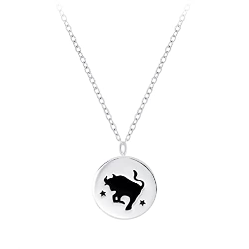 Laimons Mädchen Kinder-Halskette Anhänger Sternzeichen oxidiert 8mm mit Kette 45cm Stärke 1mm Sterling Silber 925 (Stier) von Laimons