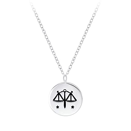 Laimons Mädchen Kinder-Halskette Anhänger Sternzeichen oxidiert 8mm mit Kette 45cm Stärke 1mm Sterling Silber 925 (Waage) von Laimons