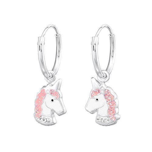 Laimons Mädchen Kinder-Ohrhänger Ohrringe Kinderschmuck Einhorn Glitzer Glitzer Sterling Silber 925 von Laimons