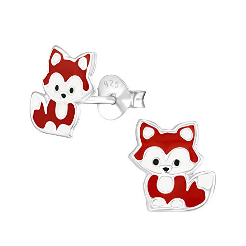 Laimons Mädchen Silberne Fuchs Ohrstecker für Kinder mit Epoxy, 925 Sterling Silber, Hypoallergen, Farbenfroh – Ideal als Geschenk von Laimons